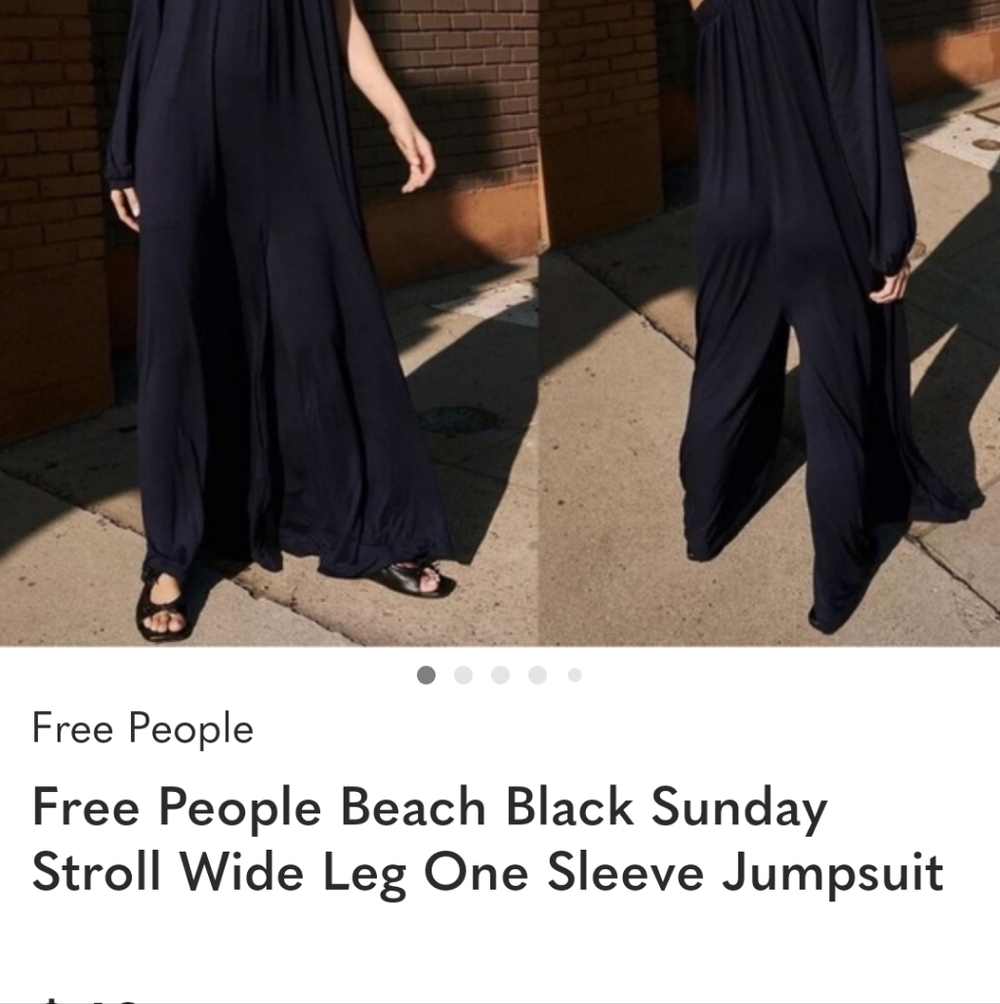 Free People Beach One Sleeved Green Sunday Stroll Jumpsuit - Picture 6 of 6